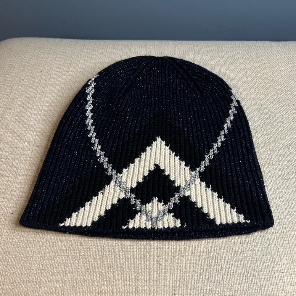 Burberry Chevron Dark Charcoal Blue Glitter Beanie